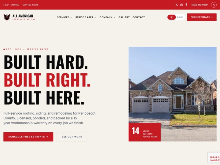 All American Construction website