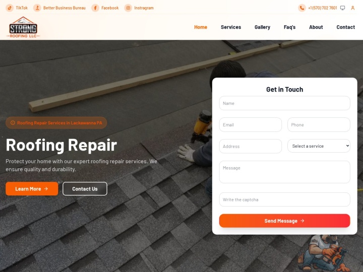 CT Strong Roofing website