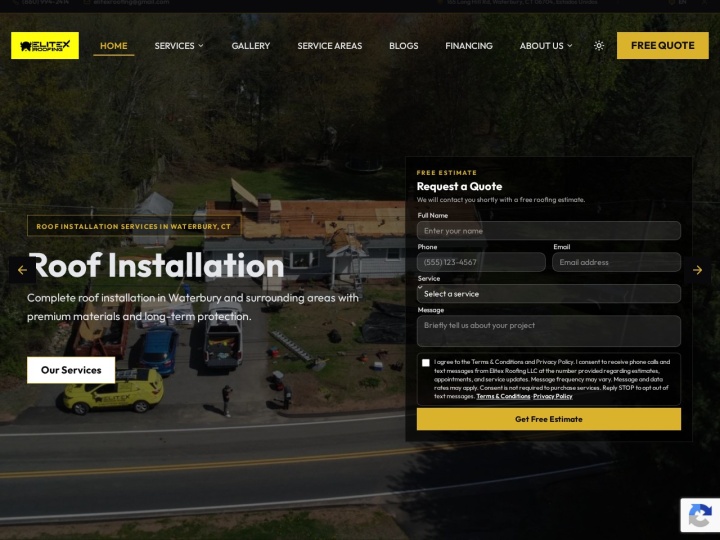 EliteX Roofing website