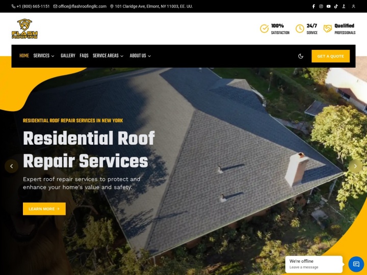 Flash Roofing website